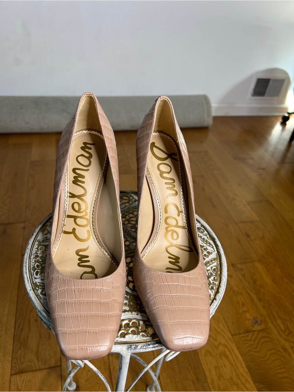 Sam Edelman Blush Croc-Embossed Leather Pumps